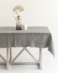FrayLoom Stone Washed Linen Tablecloth Oyster