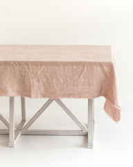 FrayLoom Stone Washed Linen Tablecloth Blush