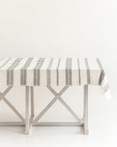 Avery Striped Cotton Tablecloth Grey