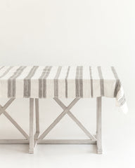 Avery Striped Cotton Tablecloth Grey