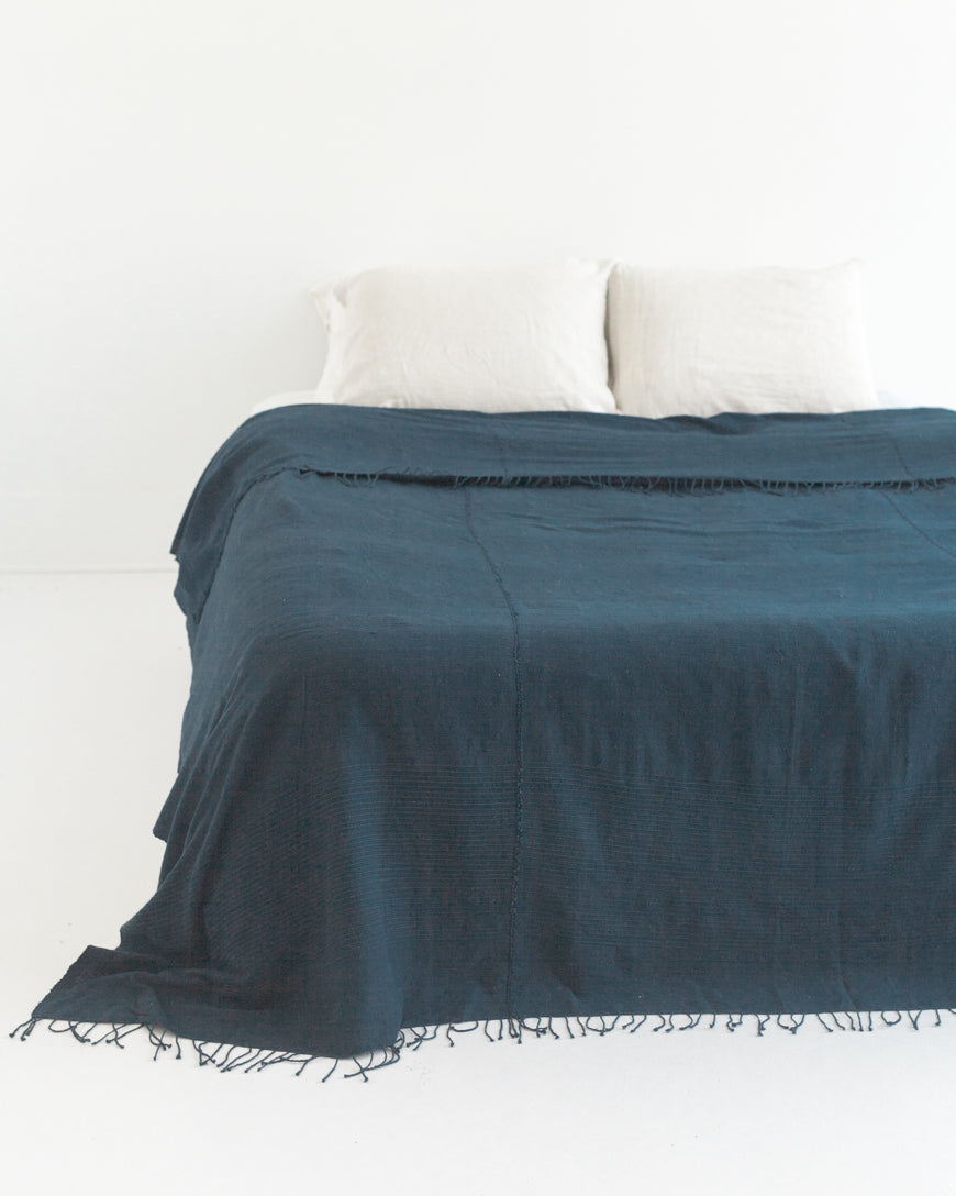 3 Panel Solid Cotton Blanket Navy 90 x 120