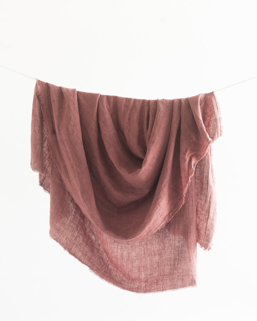 Haven Stone Washed Linen Throw Blanket Ash Rose