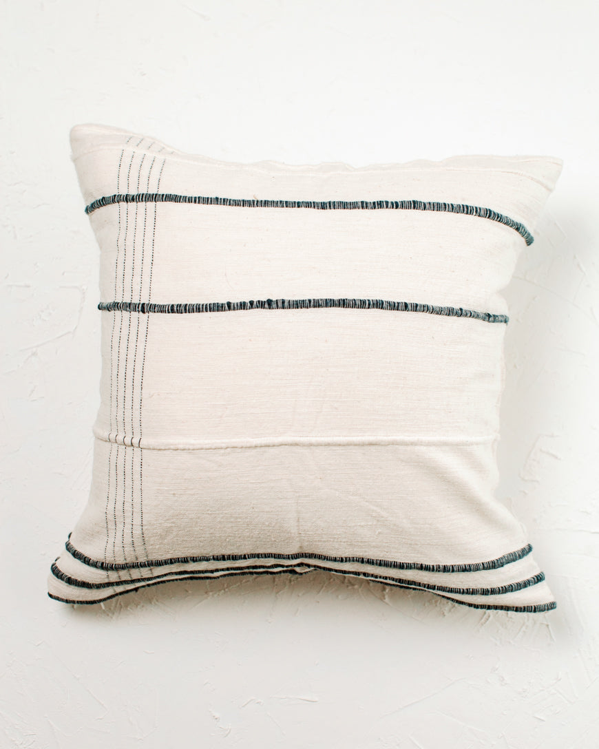 Navy Ribbons Handcrafted Throw Pillow