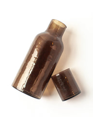PebbleWood Handblown Hammered Glass Carafe Smoke