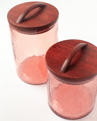 PebbleWood Glass Canisters with Wood Lid Medium Blush