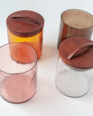 PebbleWood Glass Canisters with Wood Lid