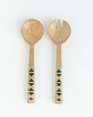 TerraGeo Woven Mango Wood Salad Servers