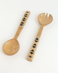 TerraGeo Woven Mango Wood Salad Servers