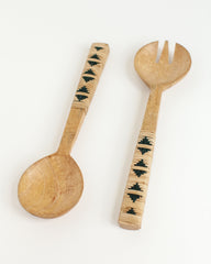 TerraGeo Woven Mango Wood Salad Servers