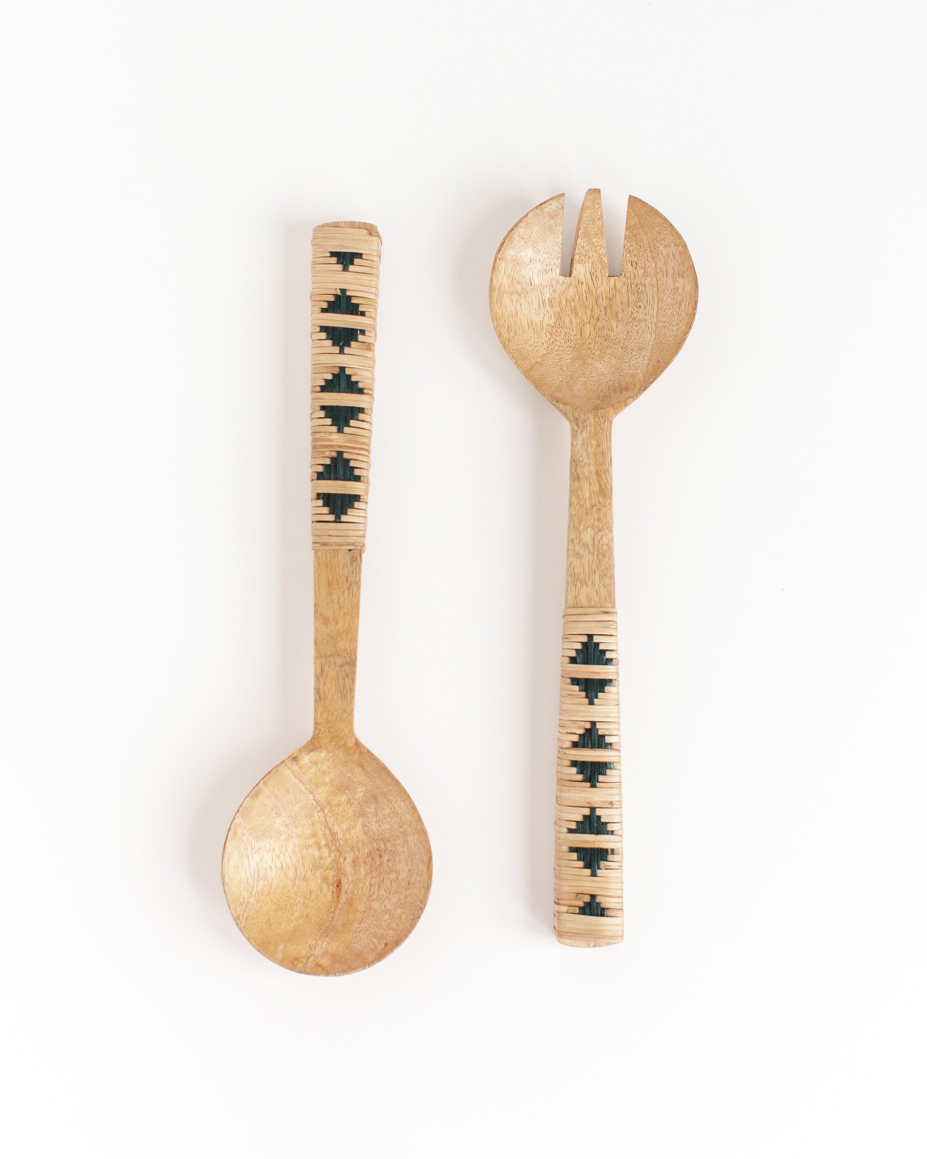 TerraGeo Woven Mango Wood Salad Servers