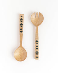 TerraGeo Woven Mango Wood Salad Servers