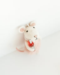 Rosé Toast Mouse Ornament – Handcrafted Felt Holiday Décor