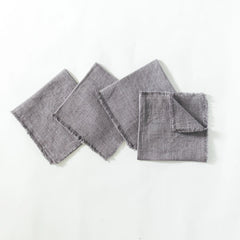 Stone Washed Linen Cocktail Napkin Oyster Set of 4