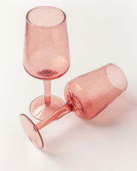 PebbleWood Hammered Wine Glasses Blush