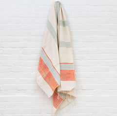 Camden Cotton Bath Towel Azure and Tangerine