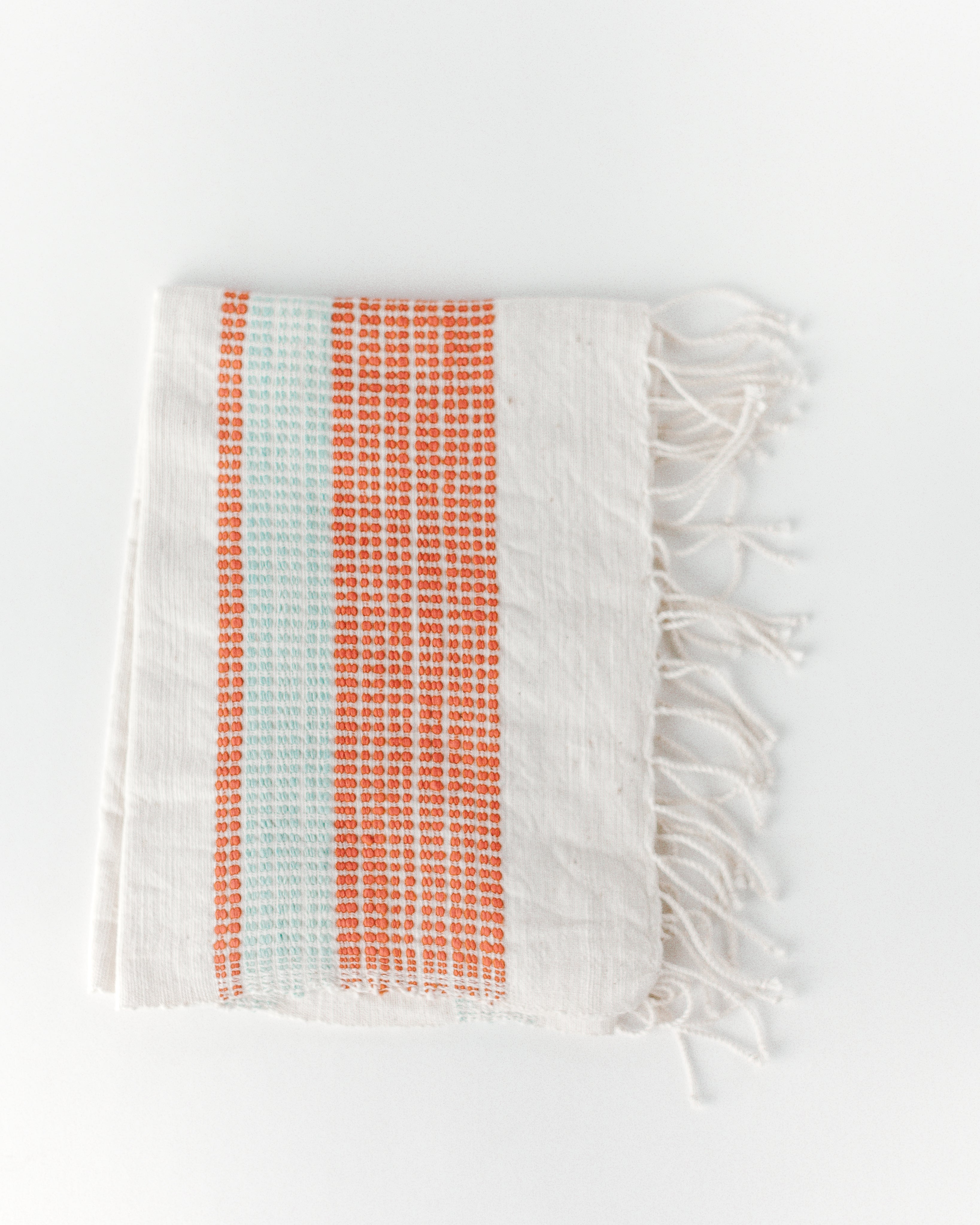 Camden Cotton Hand Towel Azure and Tangerine