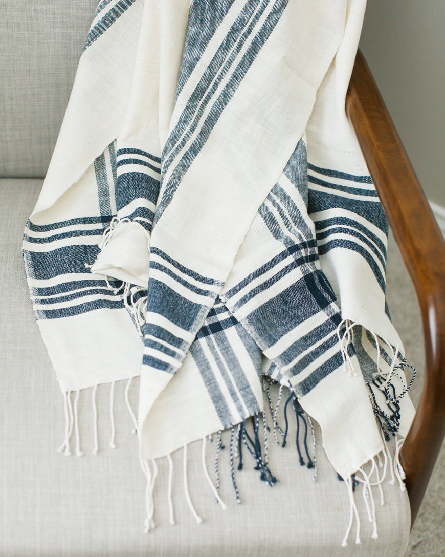 Cabin Hatch Cotton Throw Blanket Navy