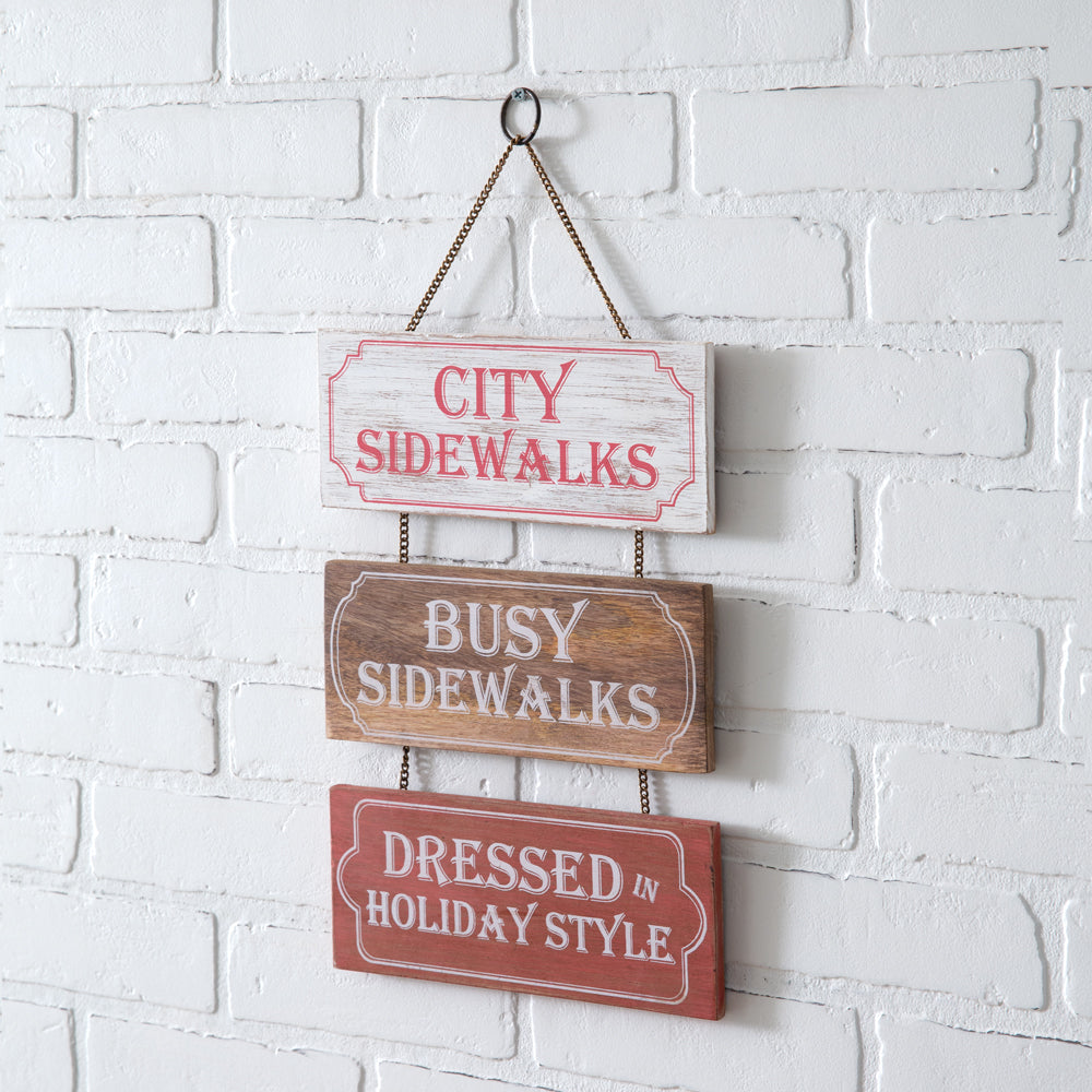 City Sidewalks Hanging Sign – Festive Holiday Wall Décor