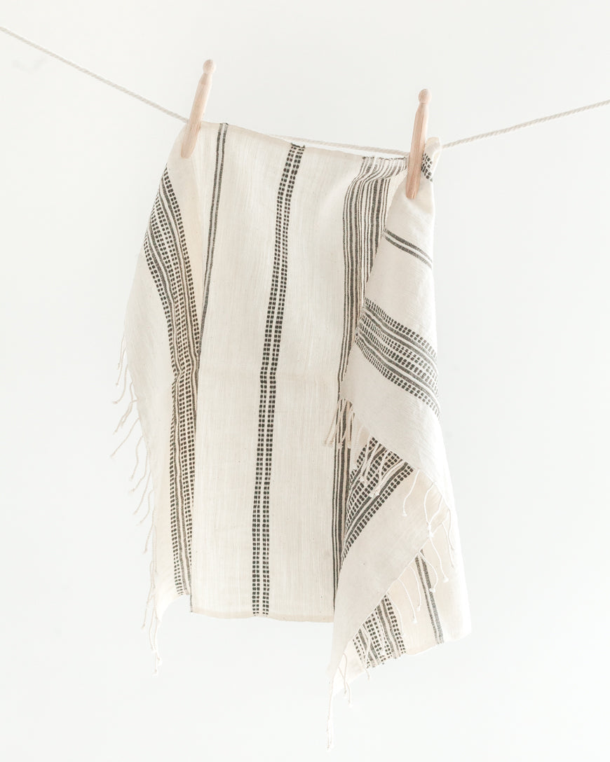 Avery Cotton Hand Towel Natural with Grey