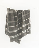 Aden Cotton Throw Blanket Grey with Natural