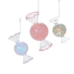 Sugarplum Sparkle Glass Candy Ornament Set – Holiday Tree Candy-Themed Décor (Set of 6)