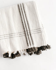 close up of Ribbons Cotton Table Runner handwoven from Ethiopian cotton made by women in Ethiopia fair trade
