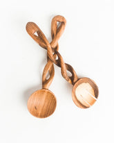 Olive Wood Spiral Salad Servers