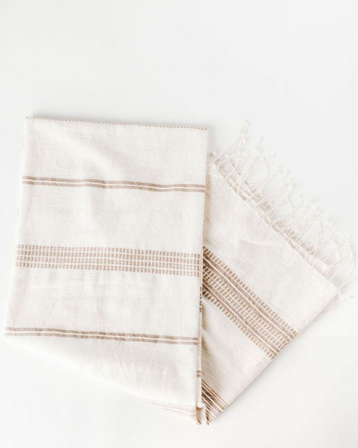 Avery Cotton Bath Towel Natural with Beige