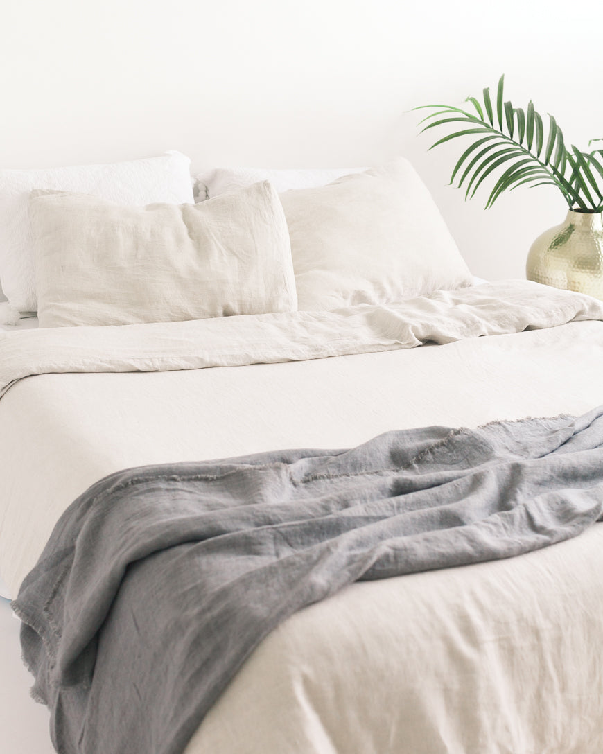 Haven Stone Washed Linen Throw Blanket