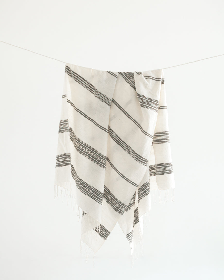 Avery Cotton Bath Towel Natural with Grey