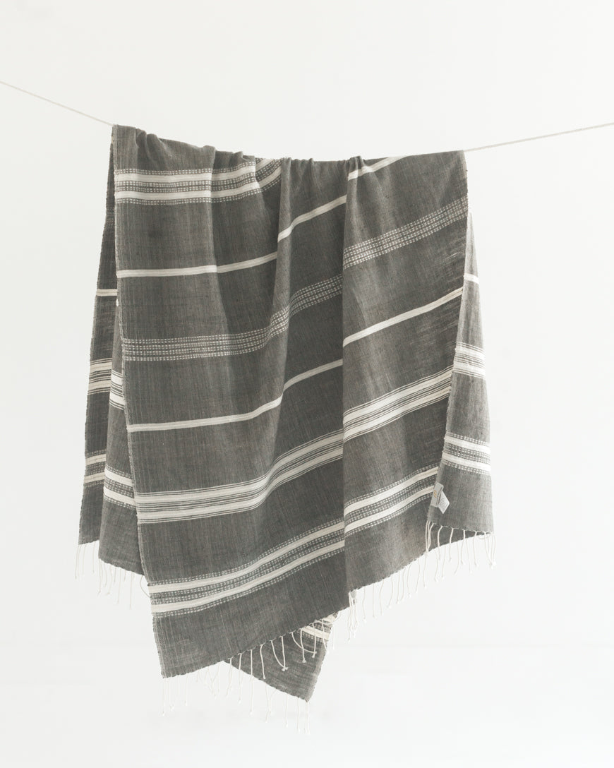Avery Cotton Bath Towel Grey with Natural
