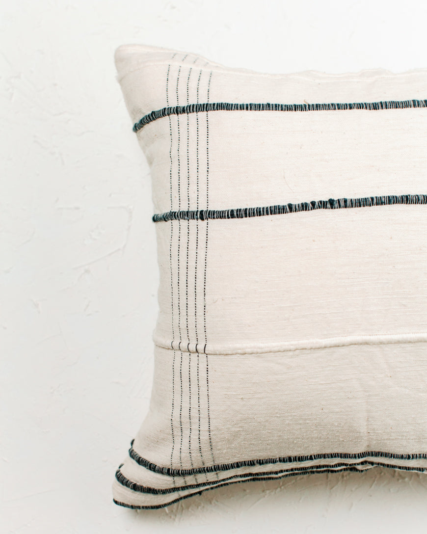 Navy Ribbons Handcrafted Throw Pillow