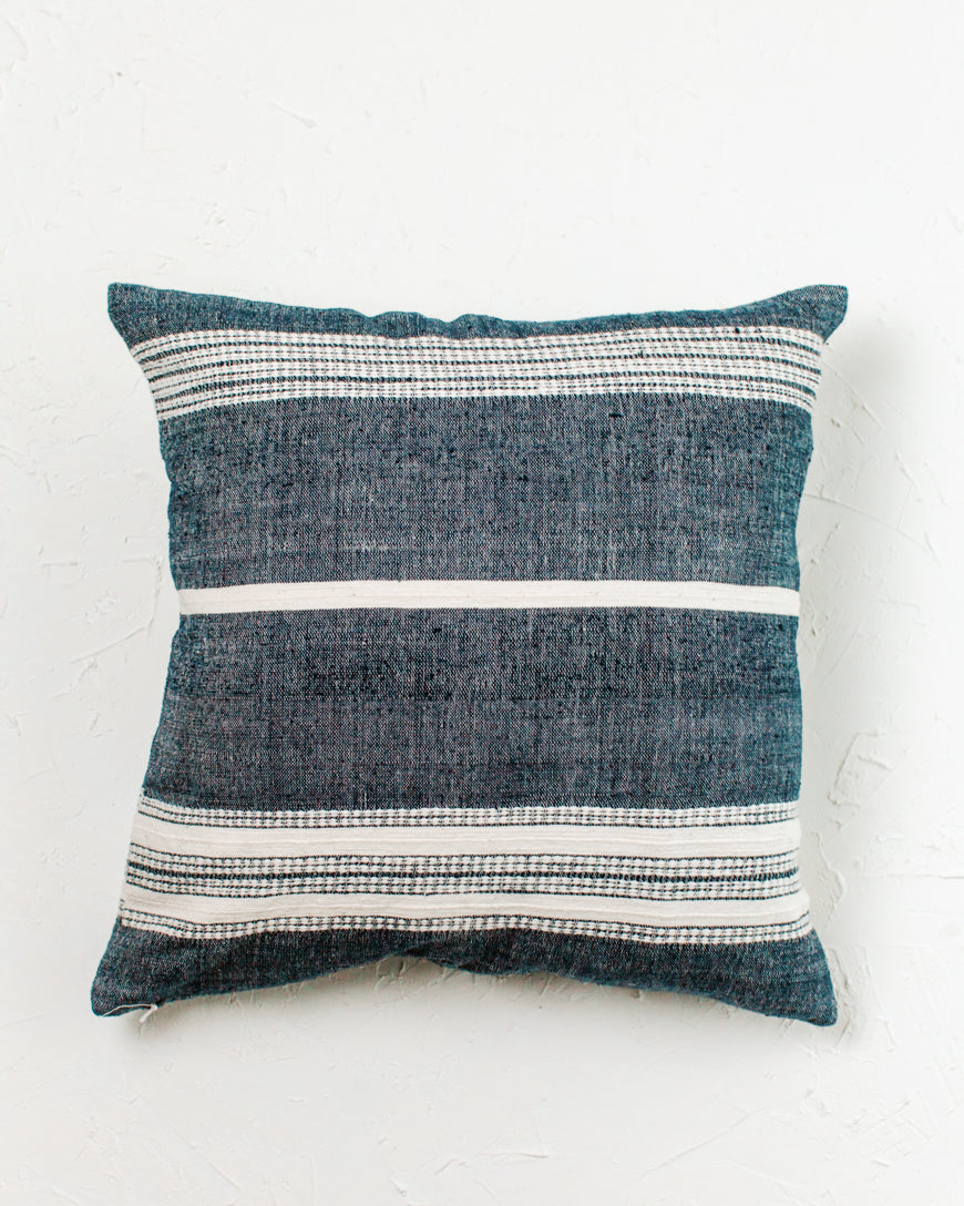 18" Aden Throw Pillow Navy with Natural