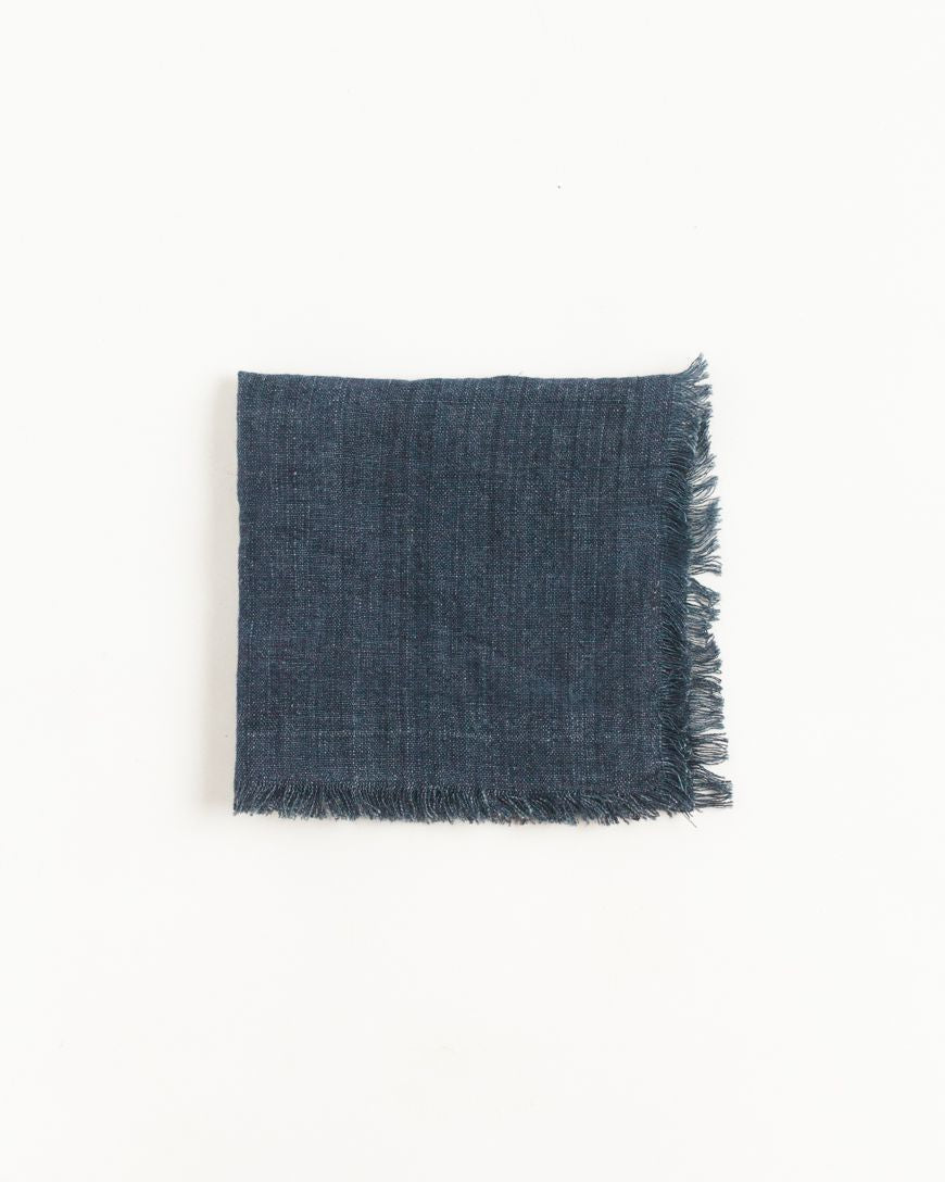 Stone Washed Linen Cocktail Napkin Navy
