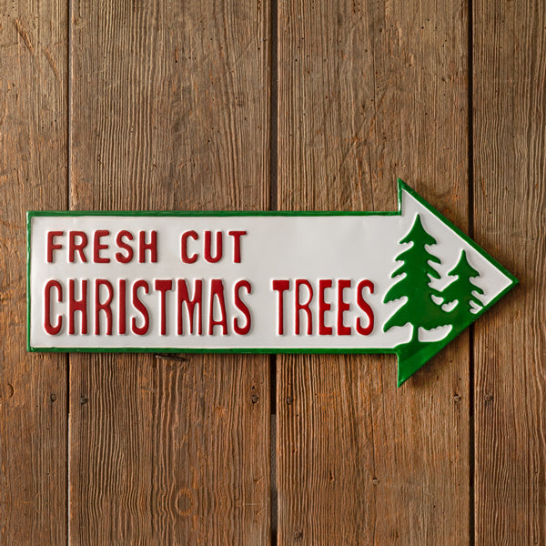 Fresh Cut Christmas Trees Metal Wall Sign – Rustic Holiday Wall Décor