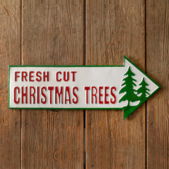 Fresh Cut Christmas Trees Metal Wall Sign – Rustic Holiday Wall Décor