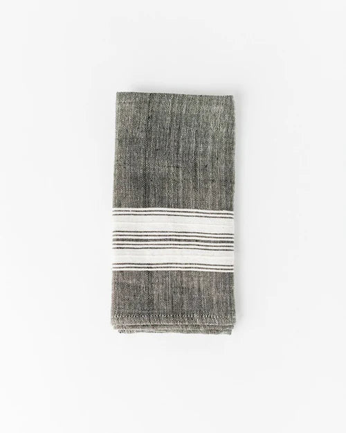 Avery Cotton Dinner Napkin Grey with Natural Set of 2