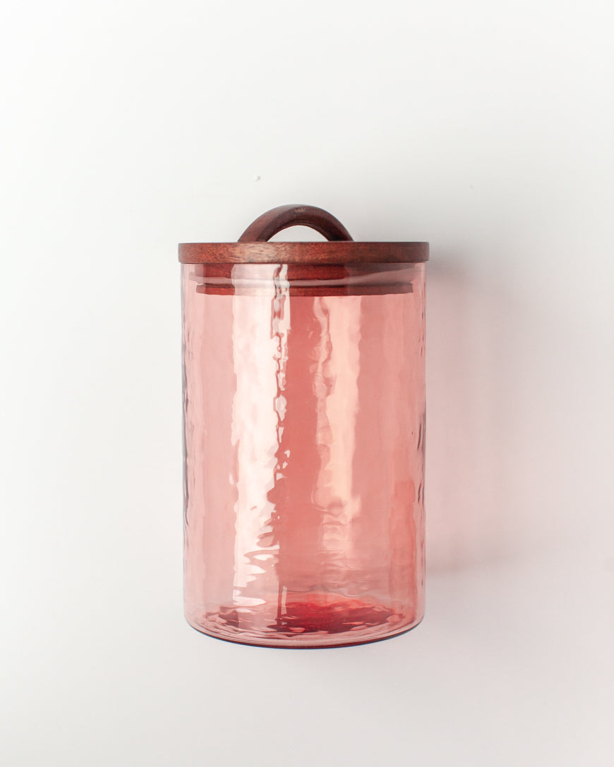 PebbleWood Glass Canisters with Wood Lid