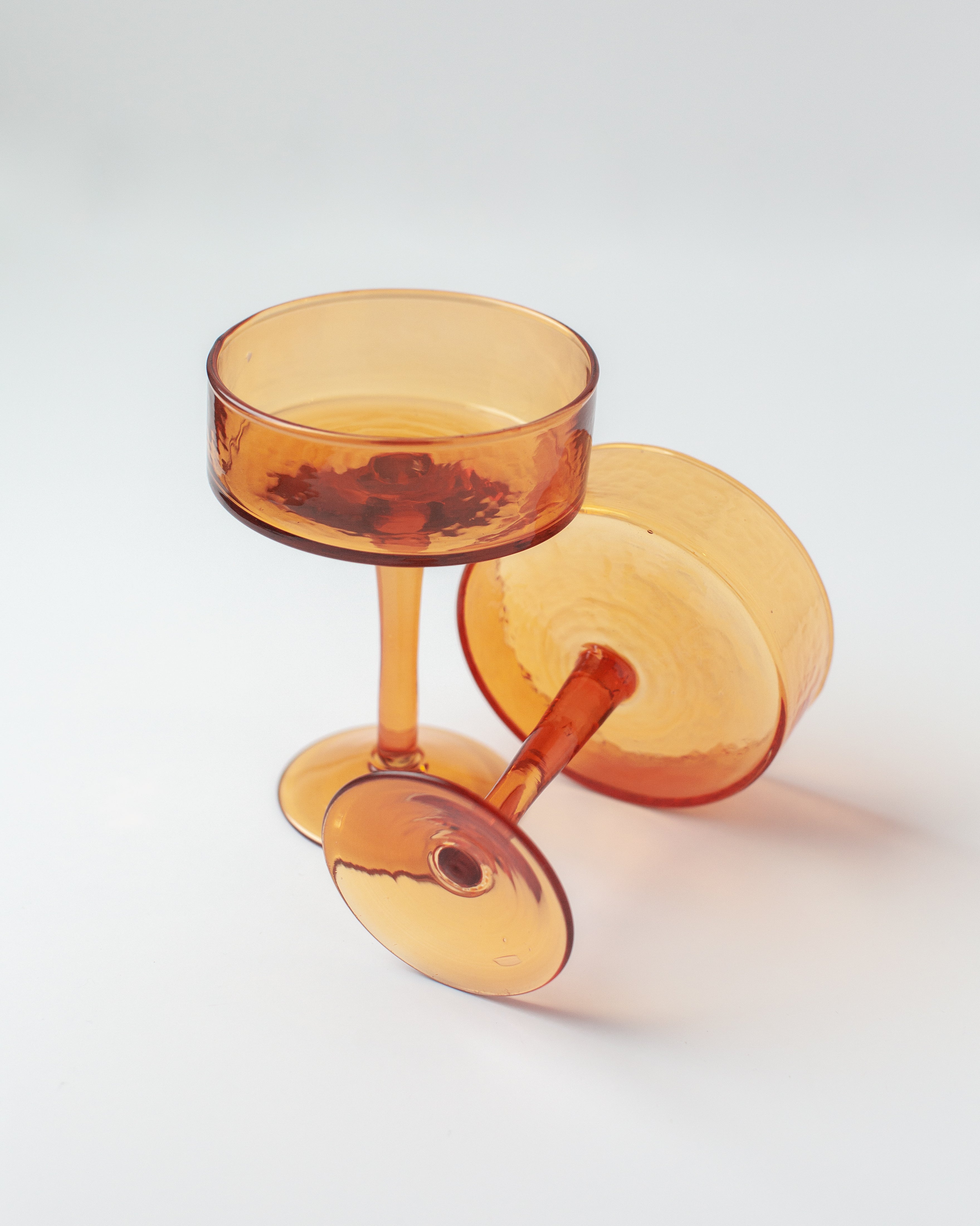 PebbleWood Ember Coupe Cocktail Glasses-Set of 2 Amber