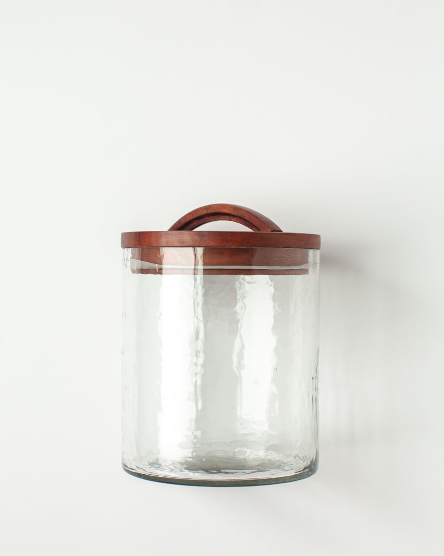 PebbleWood Glass Canisters with Wood Lid Small Clear