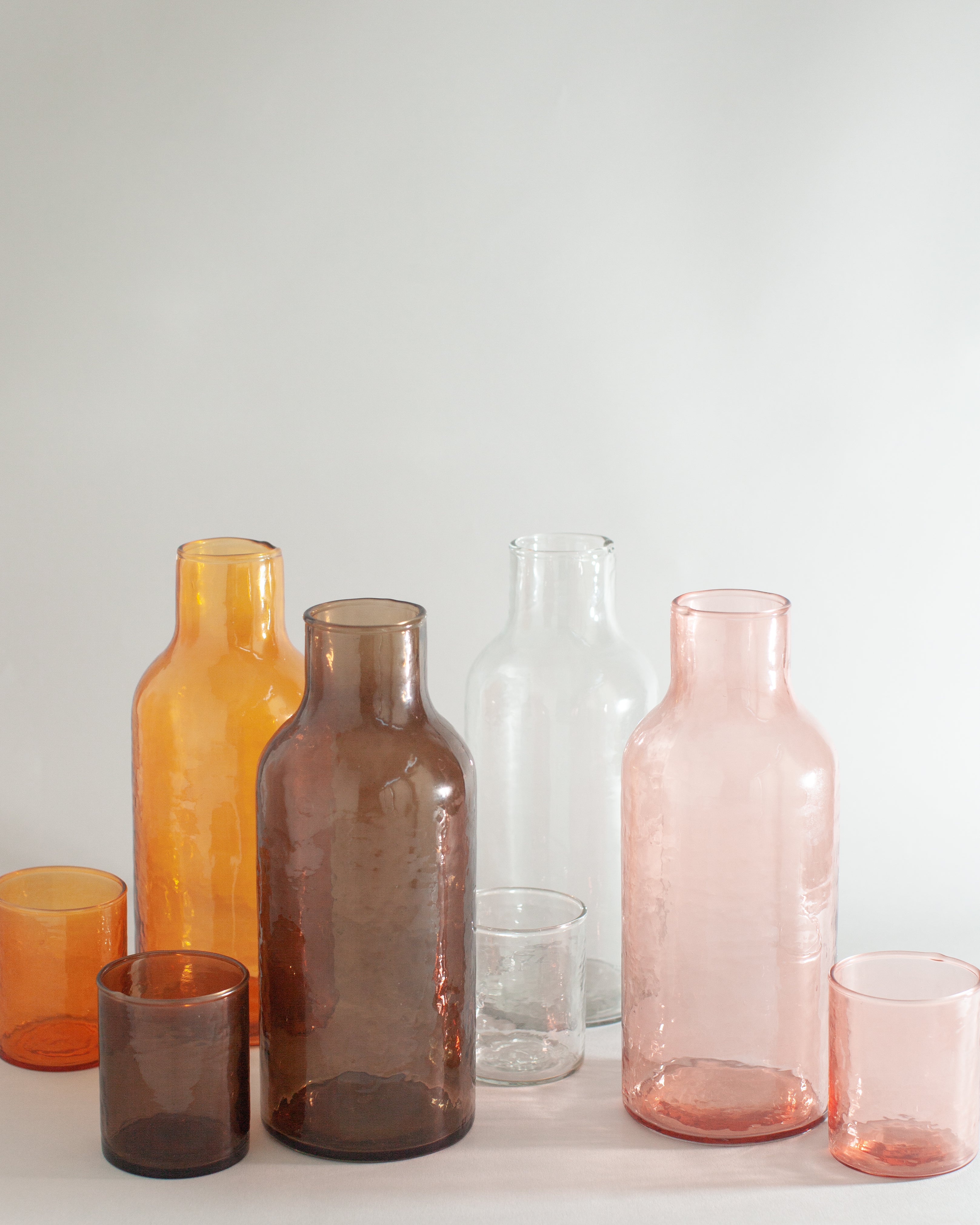 PebbleWood Handblown Hammered Glass Carafe