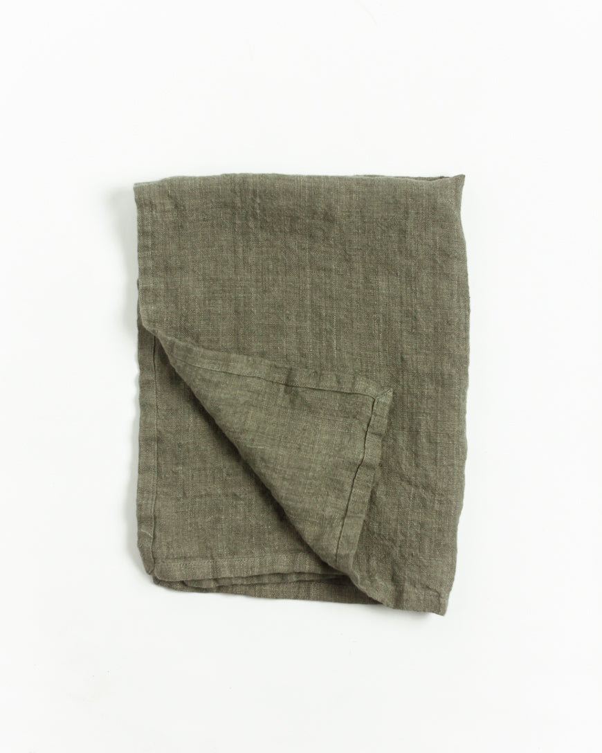 Stone Washed Linen Tea Towel Sage
