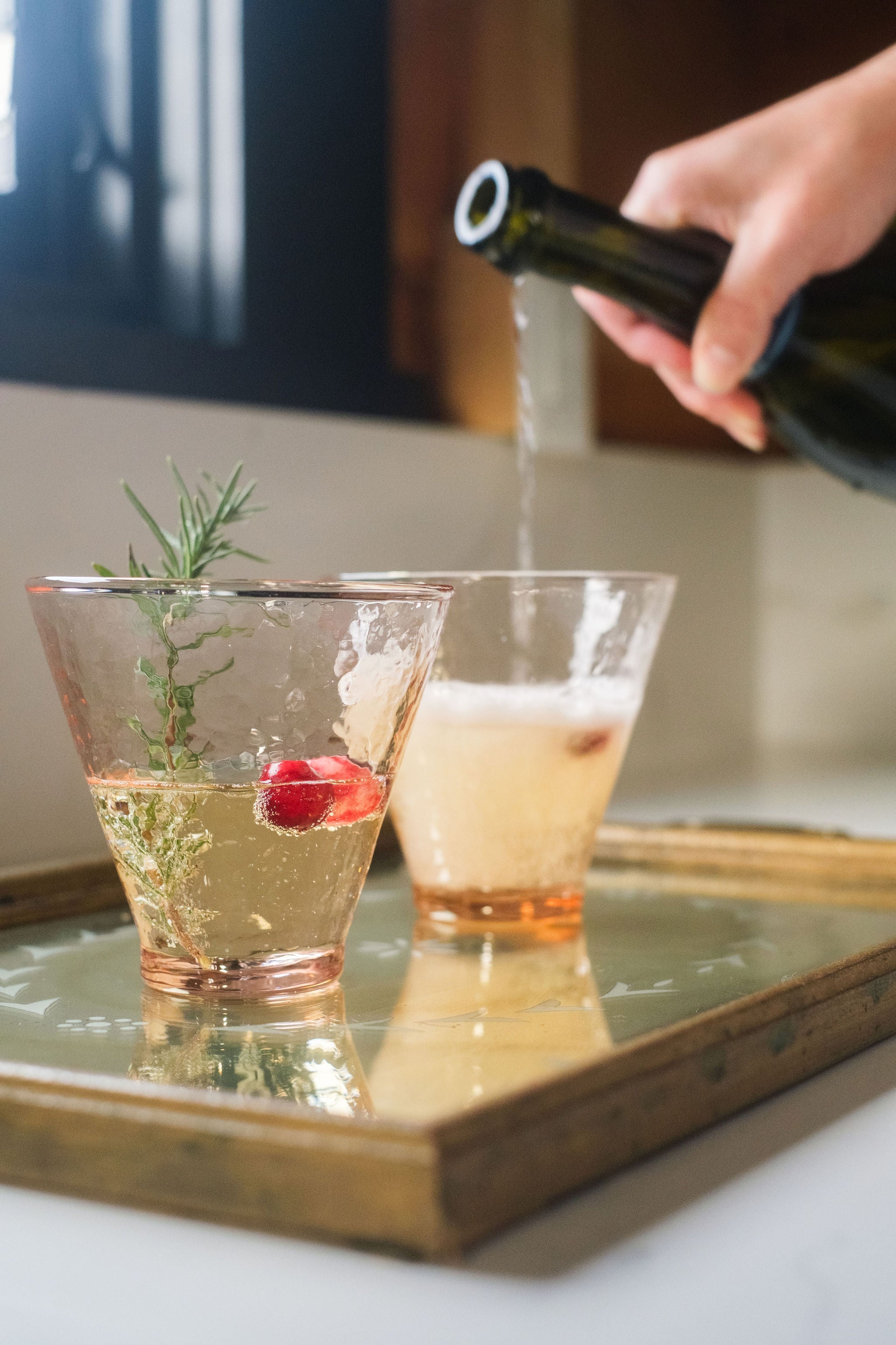 PebbleWood Hammered Funneled Glasses | Set of 2