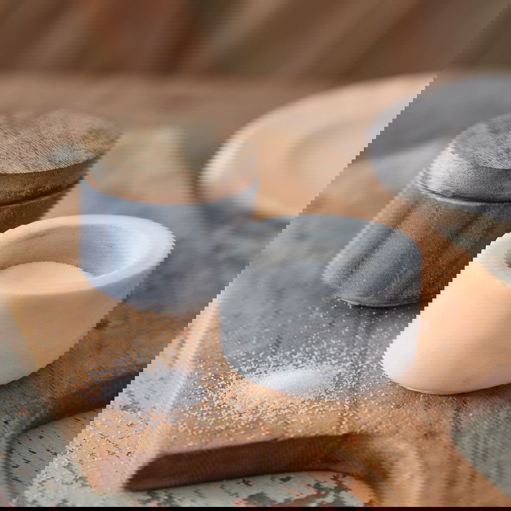 Stacked Marble Salt and Pepper Pinch Pots