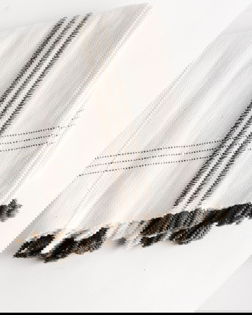PlaidTuft Cotton Table Runner Grey 14 x 72