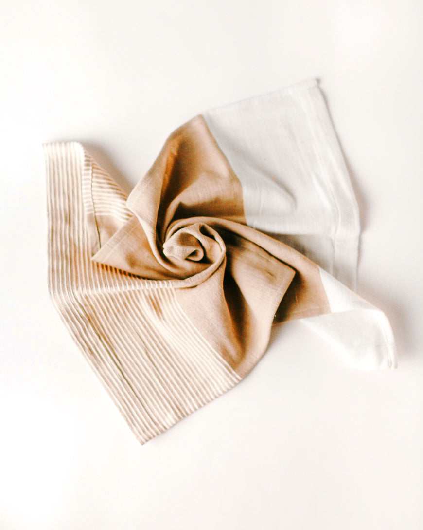 HarborStripe Cotton Tea Towel Beige