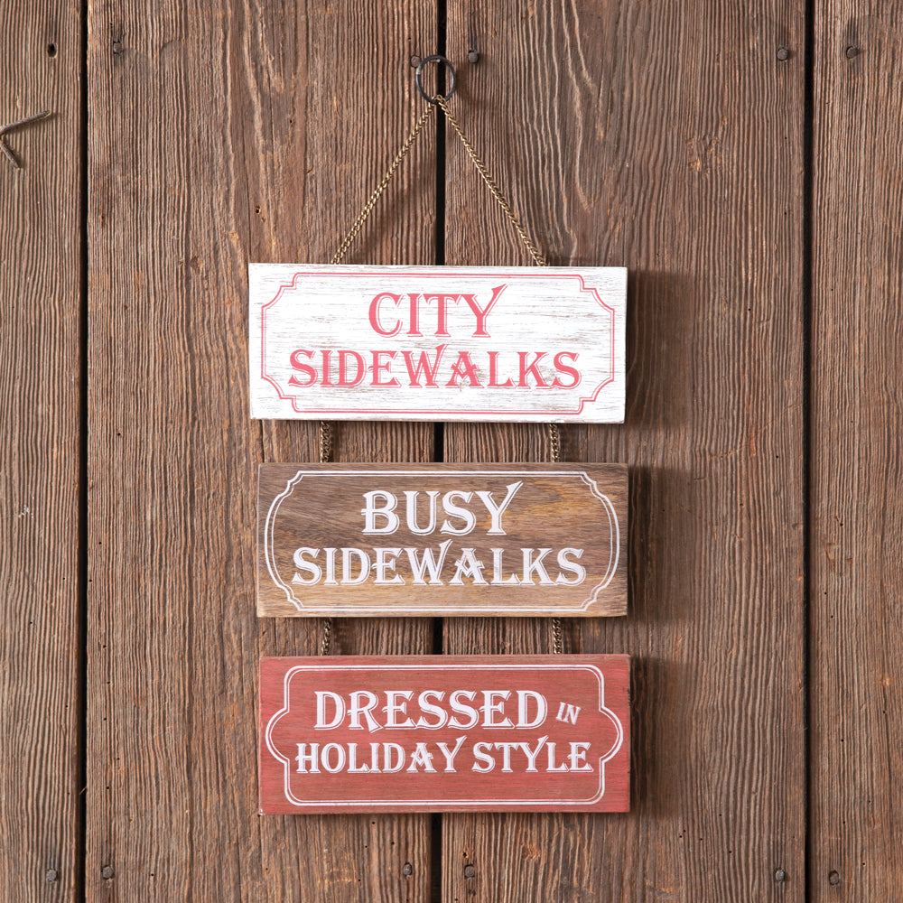 City Sidewalks Hanging Sign – Festive Holiday Wall Décor