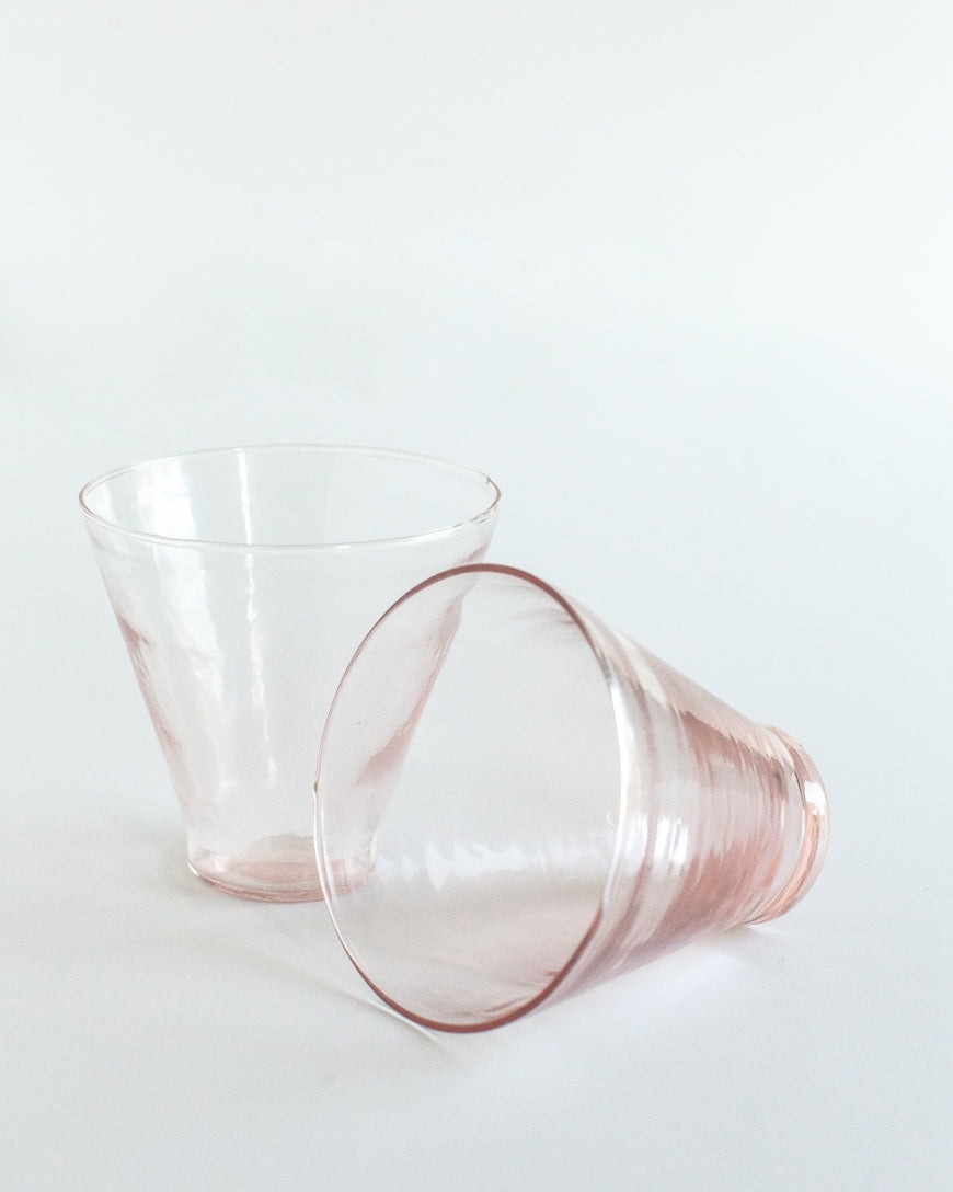 PebbleWood Hammered Funneled Glasses | Set of 2 Blush