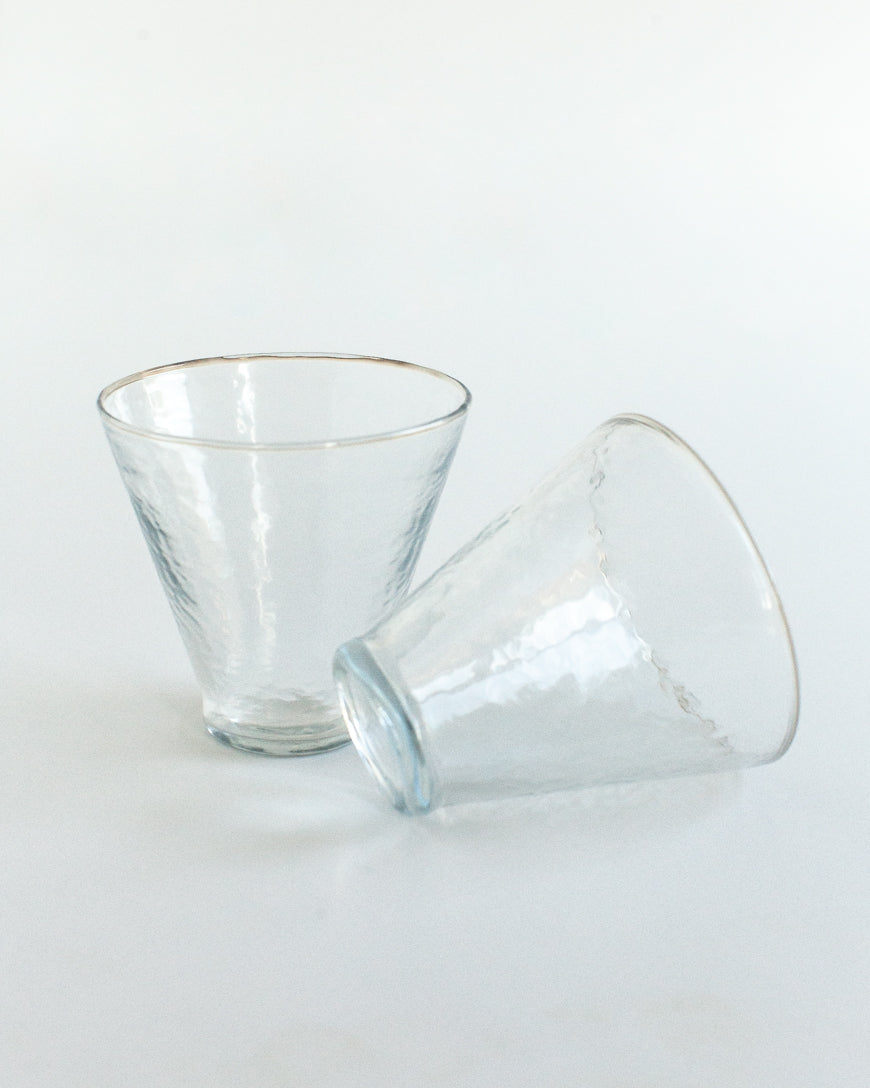 PebbleWood Hammered Funneled Glasses | Set of 2