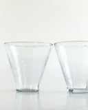 PebbleWood Hammered Funneled Glasses | Set of 2 Clear